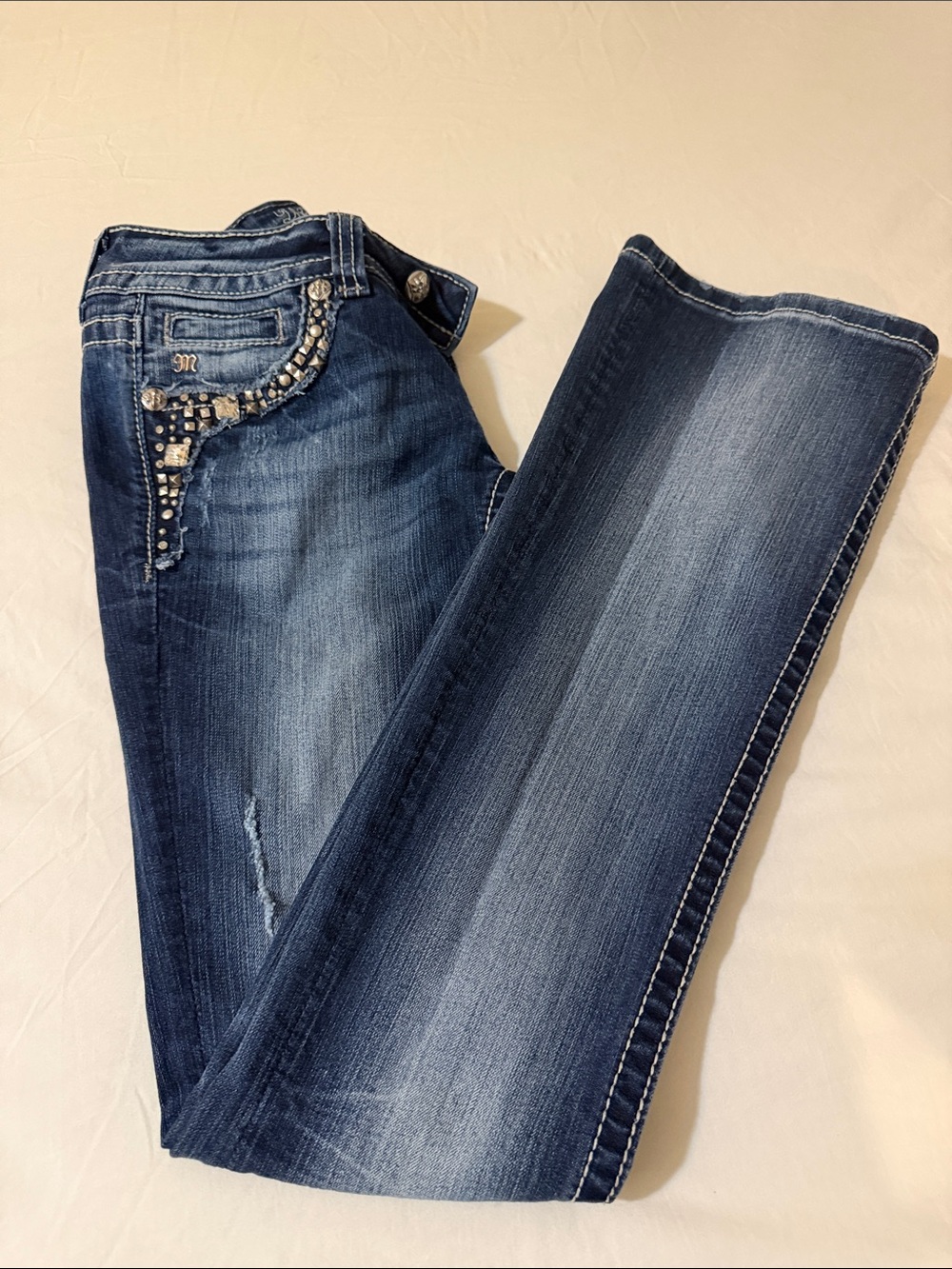 Miss Me Dark Blue Embellished Boot Cut Jeans